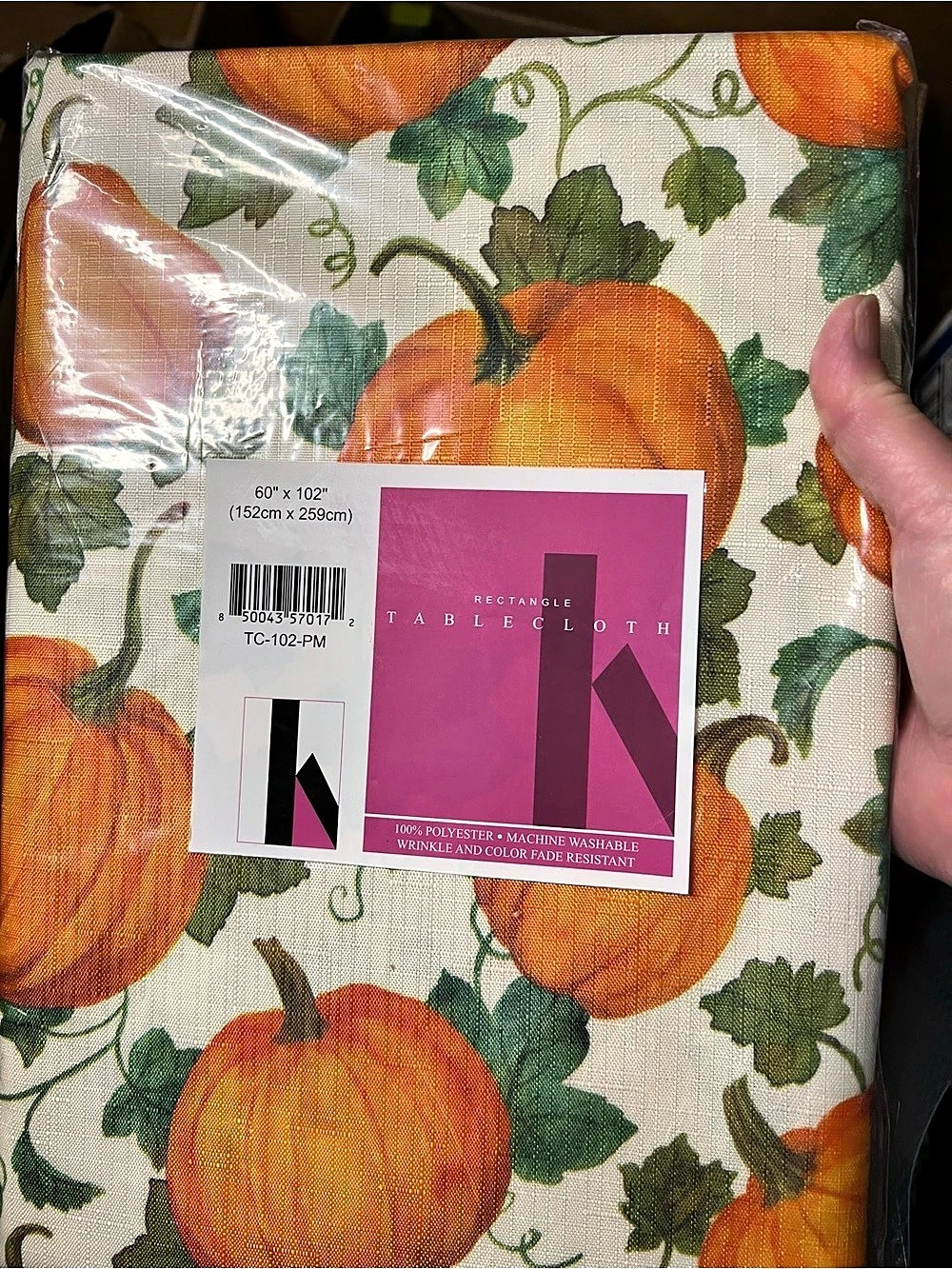 K Harvest Pumpkin Tablecloth Pumpkin Tablecloth Orange & Green NWT
